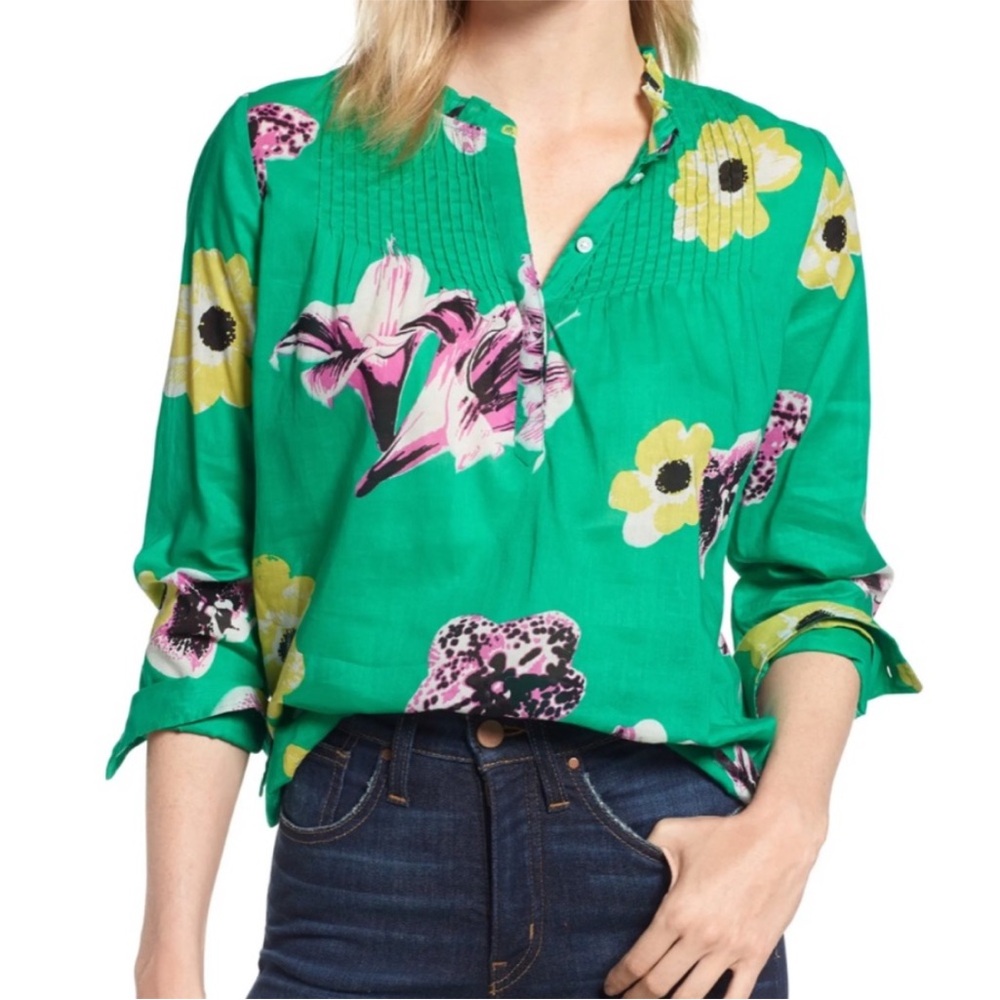 J. Crew Ruffle‎ Neck Cotton Pullover Blouse 2